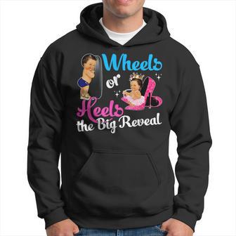 Wheels Or Heels The Big Reveal Team Boys Girl Gender Reveal Hoodie - Thegiftio UK