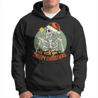 We Wish You A Creepy Christmas Pajama Skeleton X-Mas Hoodie - Monsterry