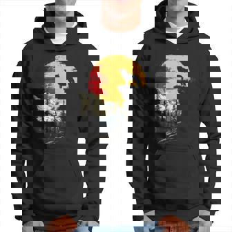Wolf Graphic Moon Nature Mountains Wildlife Vintage Hoodie - Thegiftio UK
