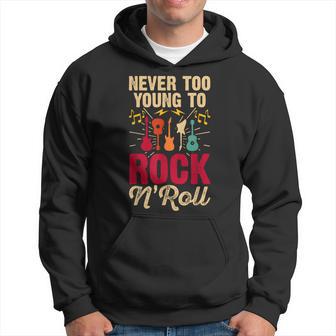 Never Too Young To Rock N Roll Aesthetic Guitar Graphic Hoodie - Thegiftio UK