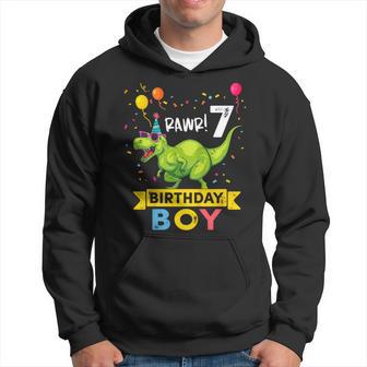 Youth 7 Year Old 7Th Birthday Boy T Rex Dinosaur Hoodie - Thegiftio UK