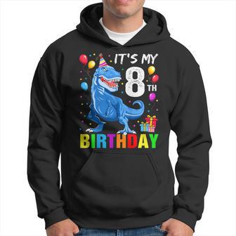 Youth It's My 8Th Birthday Happy 8 Year T-Rex Boy Hoodie - Thegiftio UK