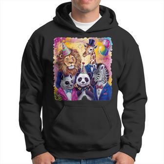 Zoo Animals Wildlife Birthday Squad Party Zoo Animals Fun Hoodie - Thegiftio UK