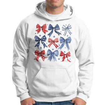 4Th Of July America Patriotic Bow Ribbon Hoodie - Monsterry