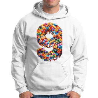9 Year Old Blocks Building Master Builder 9Th Birthday Boy Hoodie - Thegiftio UK
