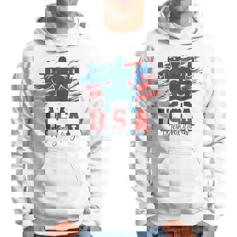 American Flag Weightlifting 4Th Of July Usa Support Team Hoodie - Thegiftio UK