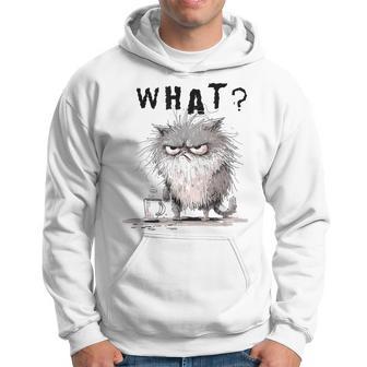 Bad Temper Feline With Coffee Grumpily Catty Grouchy Cat Hoodie - Thegiftio UK