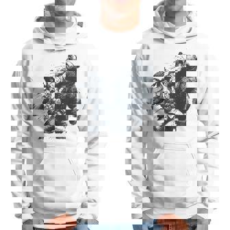 Bear Man Punching Bear Retro Vintage Hunting Camping Hoodie - Thegiftio UK