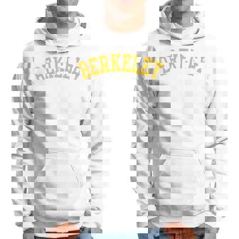 Berkeley Arched Varsity Text Yellow S Berkeley Hoodie - Thegiftio