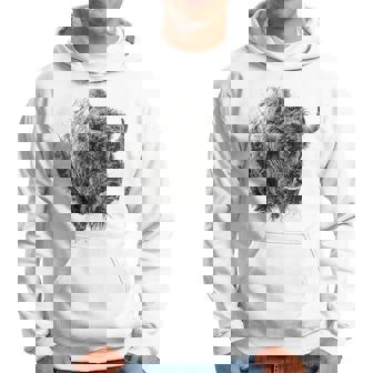Bisonte Retrato Animal Zoo Impresión Ilustración Dibujo Bisonte Sudadera - Regaloses