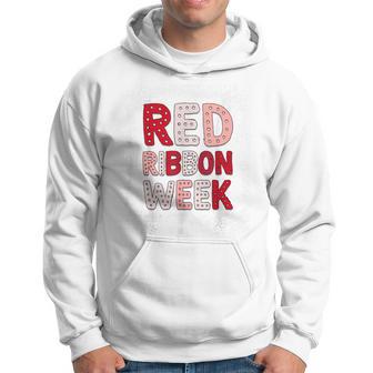 Bleached Red Ribbon Week Leopard We Wear Red For Awareness Hoodie - Thegiftio UK