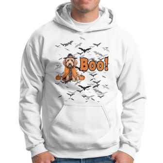 Boo Halloween Doodle Dog In Witch Outfit With Bat Hoodie - Thegiftio UK
