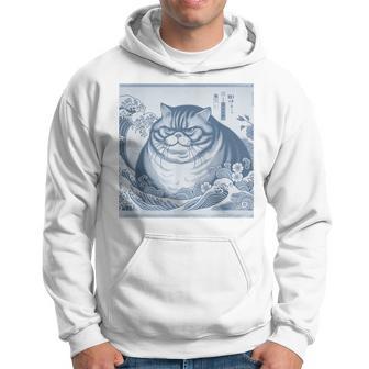 Cat And Great Ocean Wave Hoodie - Thegiftio UK