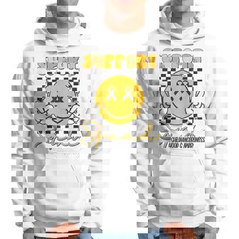 Childhood Cancer Awareness Smile Face Gold Ribbon Support Hoodie - Thegiftio UK