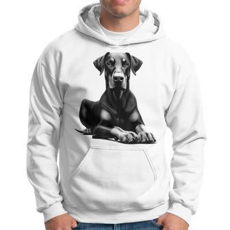 Cool Doberman With Floppy Ears In Lying Pose Hoodie - Thegiftio UK