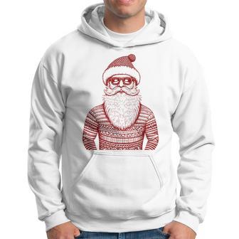 Cool Hip Santa Claus Christmas Hipster Dude Dad Ugly Sweater Hoodie - Thegiftio UK