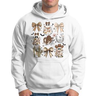 Coquette Bow Halloween Ghost Bow Boo Western Vintage Hoodie - Thegiftio UK