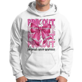 Coquette Bow Pink Out Football Team Breast Cancer Awareness Hoodie - Thegiftio UK