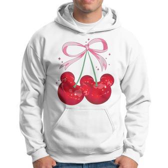 Coquette Cherry Mouse Ears Bow Princess Theme Park Hoodie - Thegiftio UK