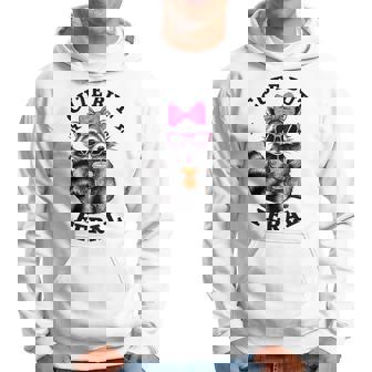 Cute But Feral Colorful Racoon With Sunglasses Racoon Hoodie - Monsterry