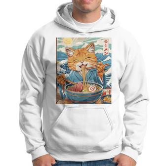 Cute Japanese Ramen Cat The Great Wave Hoodie - Thegiftio UK