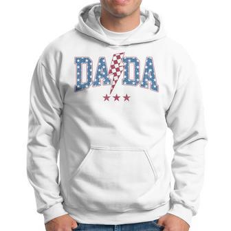 Dada Lightning Bolt Checkered American Flag 4Th Of July Dad Hoodie - Thegiftio UK