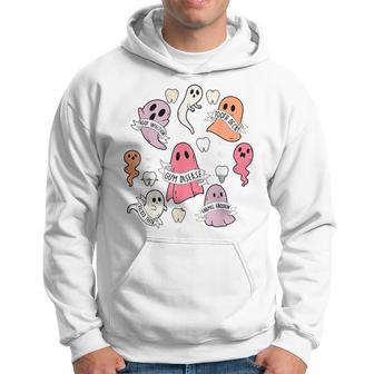 Dentist Ghost Spooky Halloween Dental Hygienist Assistant Hoodie - Thegiftio UK
