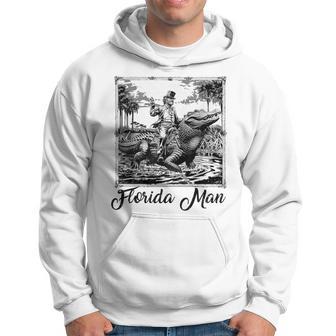 Florida Man Riding Alligator Florida Vintage Souvenir Hoodie - Thegiftio UK