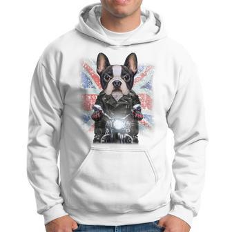 French Bulldog On Motorcycle With Flag Of United Kingdom Hoodie - Thegiftio UK