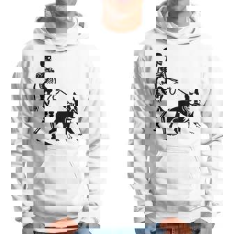 Halloween Skeleton Walking Boston Terrier Dog Lover Hoodie - Monsterry