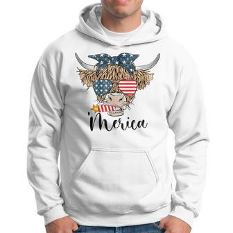 Merica Cow Usa Flag Fourth Of July Independence Day Hoodie | Seseable UK