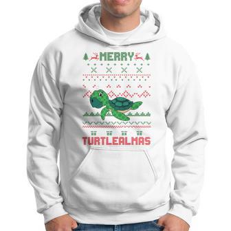 Merry Ugly Christmas Sweater Turtle Cute Santa Hat Hoodie - Thegiftio UK