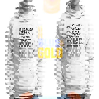 On Gameday Football We Wear Gold And Blue Leopard Print Hoodie - Thegiftio UK