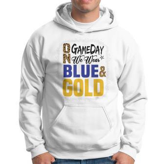 On Gameday Football We Wear Gold And Blue Leopard Print Hoodie - Thegiftio UK