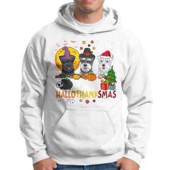 Hallothanksmas Schnauzer Dog Halloween Thanksgiving Xmas Hoodie - Thegiftio UK