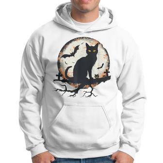 Halloween Cat Pumpkin Bat Moon Cemetery Scary Hoodie - Thegiftio UK