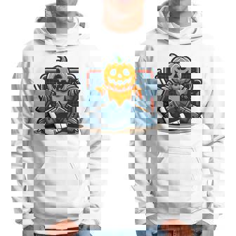 Halloween Pumpkin Ice Hockey Goalie Hoodie - Seseable
