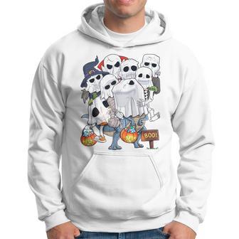Halloween Skeleton Zombie Riding T Rex Pumpkin Boo Hoodie - Thegiftio UK