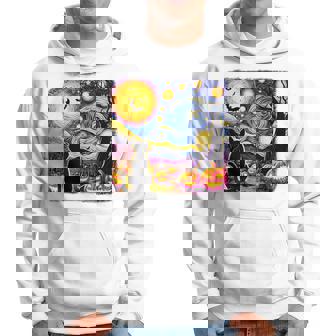 Halloween Van Gogh Starry Night Black Cat Pumpkins Bats Hoodie - Thegiftio