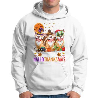Happy Hallothanksmas Pitbull Dog Halloween Christmas Hoodie - Thegiftio UK