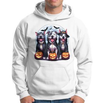 Happy Howl-O-Ween Halloween Pitbull Dog Pumpkin Ghost Hoodie - Thegiftio UK