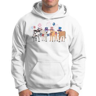 Independence Day Patriotic Cow Usa Flag 4Th Of July Hoodie - Thegiftio UK