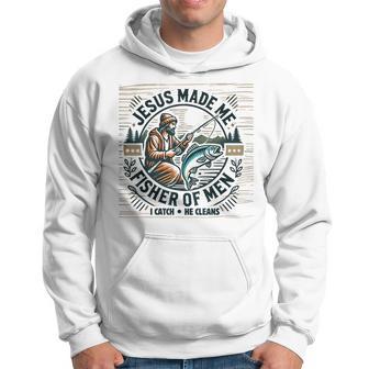 Jesus Made Me A Fisher Of Man Bible Verse Religious Fishing Hoodie - Thegiftio UK