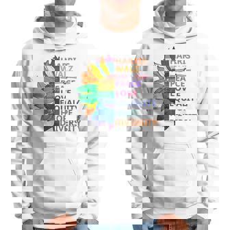 Kamala Harris Waltz Peace Love Equality Hope Diversity Hoodie - Monsterry