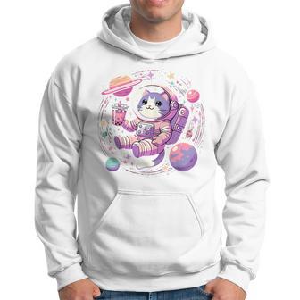 Kawaii Cat Bubble Boba Tea In Space Astronaut Hoodie - Monsterry