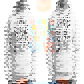 Kindness Equality Inclusion Diversity Love Awareness Retro Hoodie - Thegiftio UK