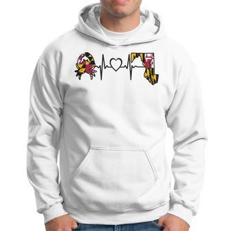Maryland Flag Maryland Crab State Flag Heartbeat Hoodie - Thegiftio UK