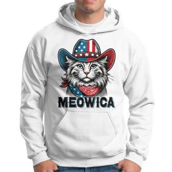 Meowica American Flag 4Th Of July Patriotic Cat Lover Hoodie - Thegiftio UK