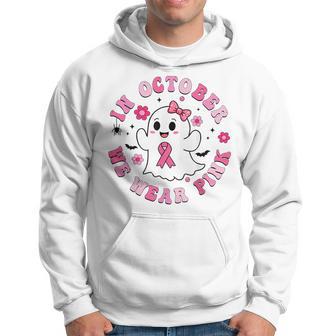 In October We Wear Pink Ribbon Ghost Halloween Costume Hoodie - Thegiftio UK