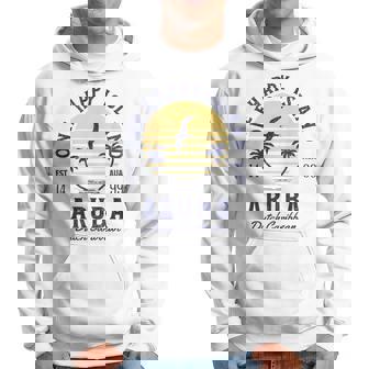 One Happy Island Aruba Retro Sunset Palm Ocean Vintage Hoodie - Seseable